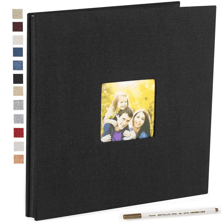 potricher Large Photo Album Self Adhesive 3x5 4x6 5x7 8x10 Pictures Linen  Cover 40 Blank Pages Magnetic DIY Scrapbook Album with A Metallic Pen  (Gray) 11x10.6 Inches 40 Pages Gray