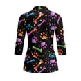 thumbnail image 3 of Uorisanigo Colorful Dog Paws Womens 3/4 Sleeve Golf Shirts Size S Comfortable Polyester Spandex Fabric Athletic Polo Workout Tops Soft Versatile Quick Dry Zip Up Collar Tennis Tops, 3 of 7