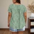 thumbnail image 5 of ZVAVZ Plus Size Tops for Women Trendy Gradient Tie Dye T-Shirts Buttons Pleated Henly Crew Neck Blouse Relaxed Fitted Comfy Pullover Blouse Blue,5XL, 5 of 7