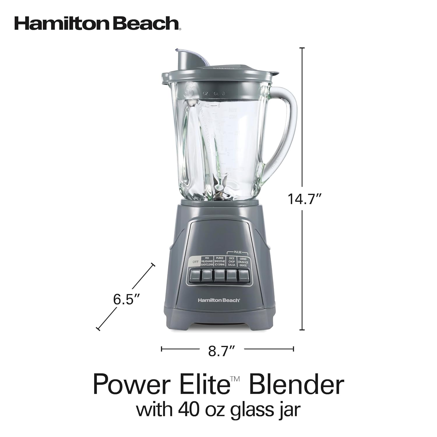 Blender For Smoothies, 40 Oz Glass Jar, 12 Functions Including Puree, Crush Ice, 700 Watts - Black (58148A)