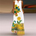 thumbnail image 2 of PENGXIANG Robes Sexy pour Soirée Club Robe Imprimée Sans Manches Col en V Fendue Kaftan Ample Longue Robe, 2 of 5
