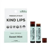 Kind Lips Lip Balm, .. Nourishing Soothing Lip Moisturizer .. for Dry Cracked Chapped .. Lips, Made in Usa .. With 100% Natural USDA .. Organic Ingredients, Sweet Mint .. Flavor, Pack of 2
