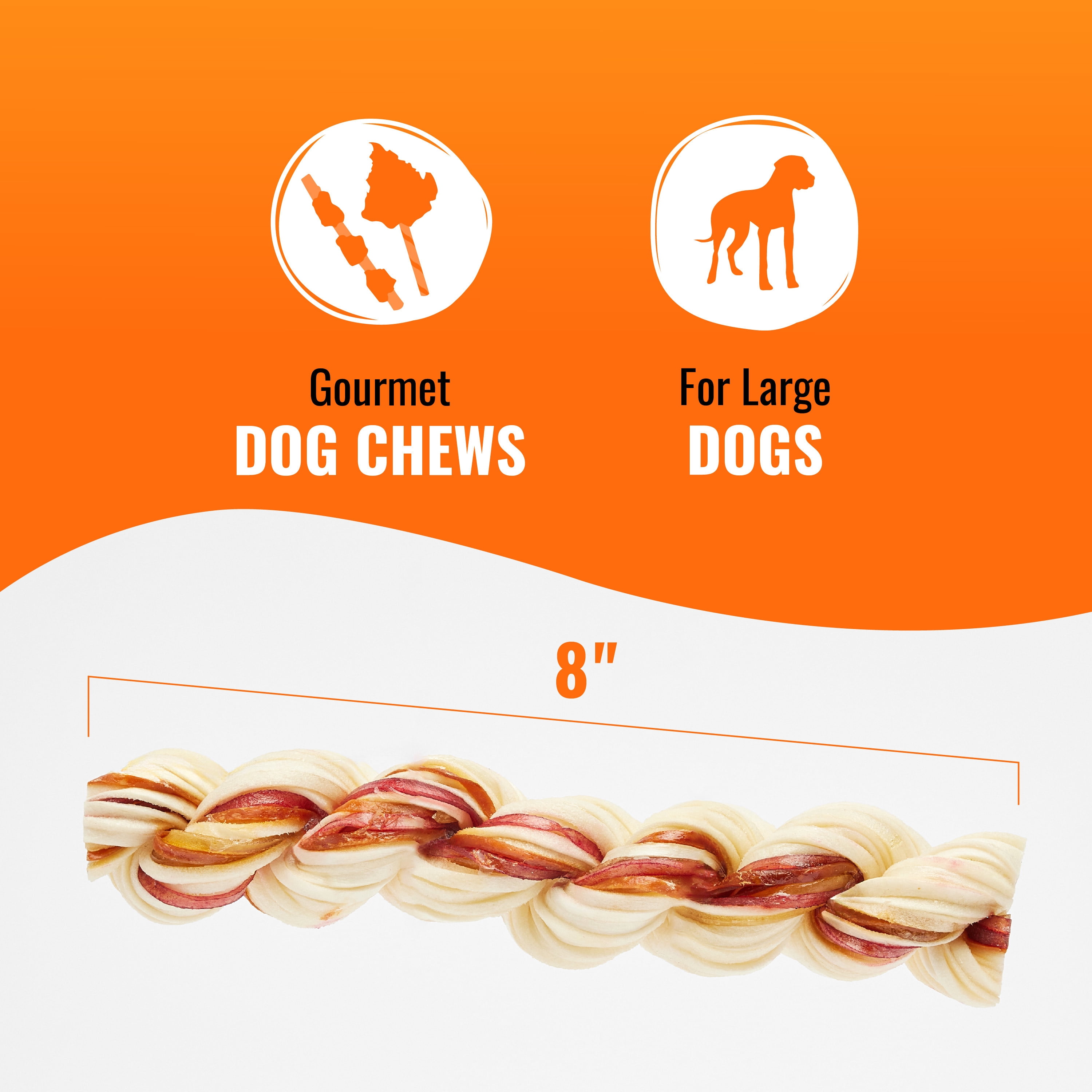 Good 'n' Fun Triple Flavor Twisted Ropes, Rawhide Chews for Large Dogs, 3 Count