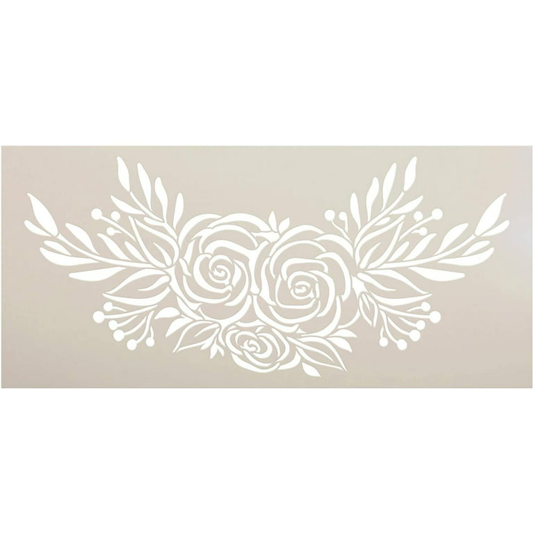 Geometric Circle Rose Monogram Frame Stencil by StudioR12 - Select Size - USA Made - Craft DIY Modern Home Decor, Stcl5996, 18 inch x 18 inch, Size