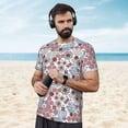 thumbnail image 4 of Wukai Abstract Floral Print Men's Short-Sleeved Mesh T-Shirt,Quick-Dry Short Sleeve Workout T-Shirt-, 4 of 8
