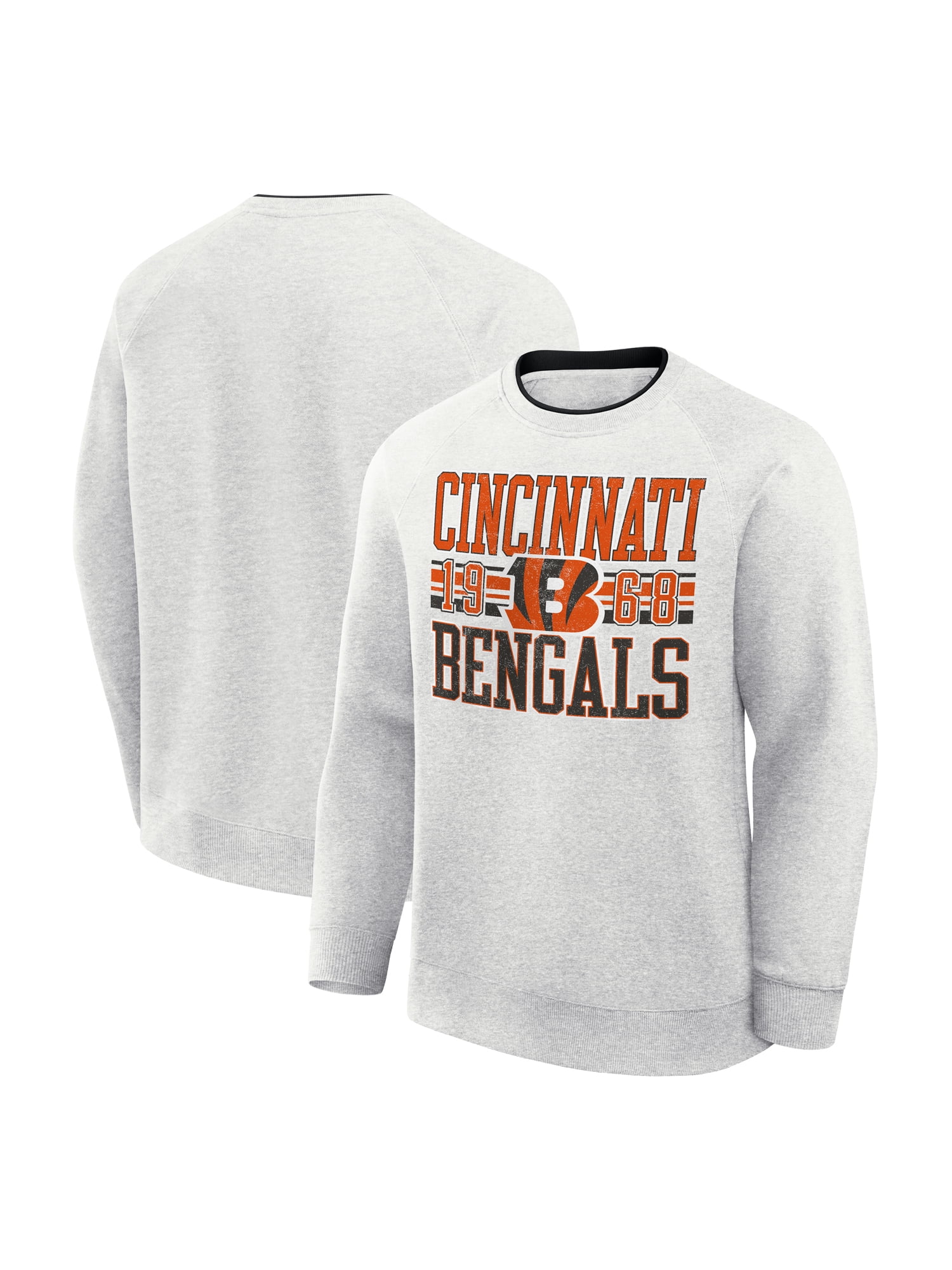 NFL Cincinnati Bengals Men's Cotton Gray Heather Long Sleeve Crew Fleece Sweatshirt