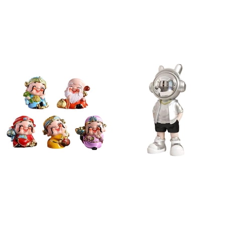 Esquirla God of Fortune Figurine Statue Ornament Set Desktop Figurine Cartoon Feng Shui Gift Resin Material with Fine Details Suitable for Cars Bookshelves She
