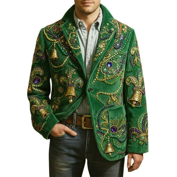 Mardi Gras blazer for men Corduroy Jacket Carnival Velvet For Formal Events And Business Casual Wear With Modern Tailored Fit And Stylish Design