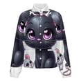 thumbnail image 5 of Jackets for Women Winter Coat Jackets Flannel Stand Collar Jacket(Cute Black Cat with Mouse,Size:S-4XL), 5 of 7