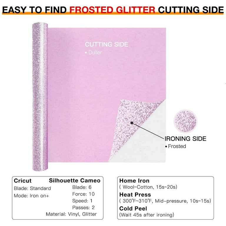 HTVRONT 10 x 8FT Glitter Pink Heat Transfer Vinyl Iron on T-shirt
