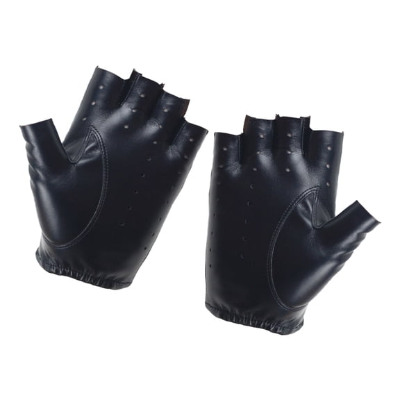 BIBABLYKE PU Leather Glove for Women Men Fingerless Cycling Motorcycle Driving Gloves Black Half Finger Sport Gloves Weightlifting