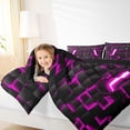 thumbnail image 4 of Homewish Teens Colorful Gamepad Bedding Comforter Set,3D Plaid Grid Twin Comforter Sets,Purple Black Bedding Set For Boys Kids,Luxury Bedroom Decor Reversible,2pcs, 4 of 8