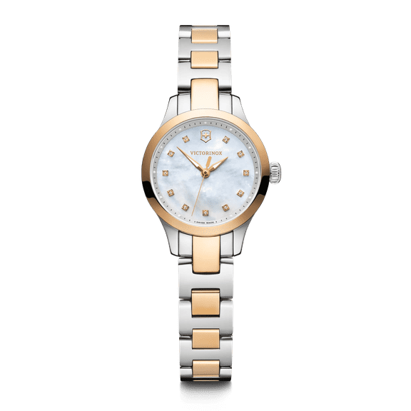 Victorinox Swiss Army Alliance XS Quartz White Mother of Pearl Crystal Dial Two-Tone Steel Women's Watch 241877