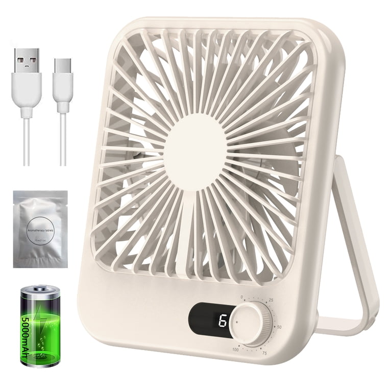 Dximrx Small Desk Fan, USB Rechargeable, 5000mAh Battery photo 1