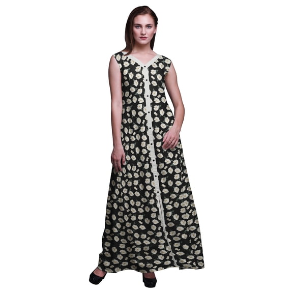 Bimba Floral Women Long Floral Party V NeckƂ DressƂ Front Slit Sleeveless Maxi Gown-X-Large