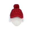 thumbnail image 2 of WITHMOONS Winter Pom Knitted Cable Visor Earflaps Beanie Hat Mixed Color Skull Cap JDT1494 (Red), 2 of 5
