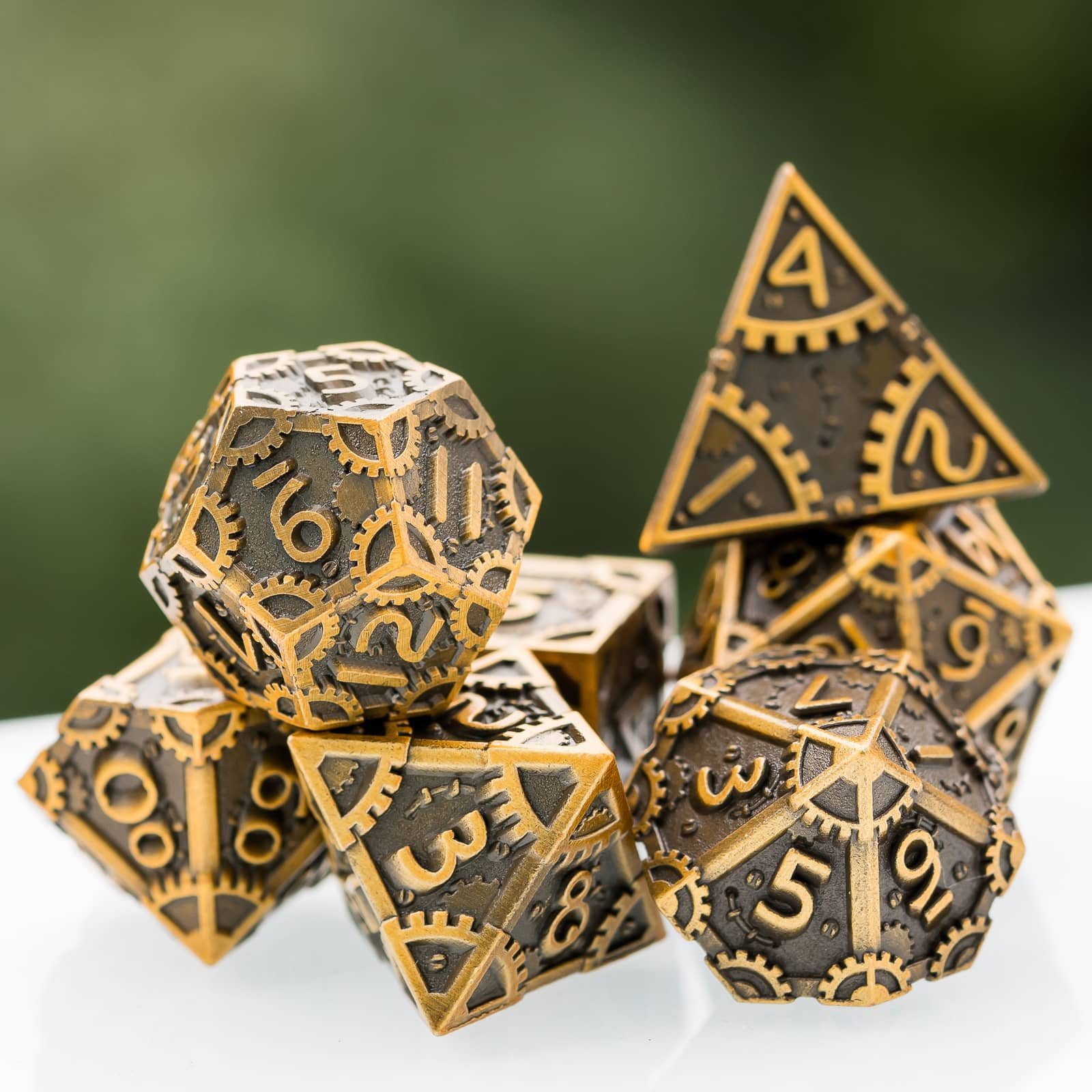 Cusdie 7 PCS/SET DND Metal Dice, Steampunk Polyhedral D&D Dice Set, Metal Dice Set for Role Playing Game D&D Dice MTG Pathfinder