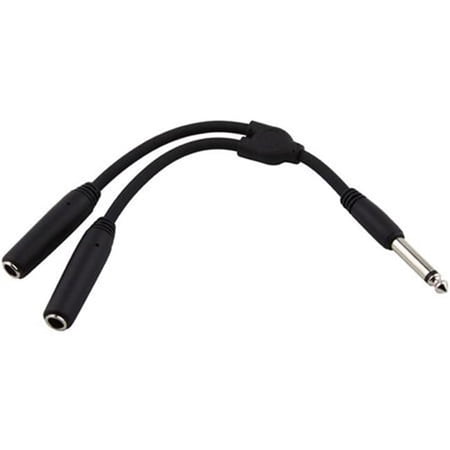 6 in. Y Cable Mono 0.25 in. Male -Dual Mono 0.25 in. Male