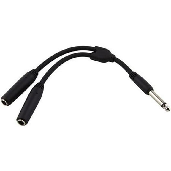 6 in. Y Cable, Mono 0.25 in. Male -Dual Mono 0.25 in. Male