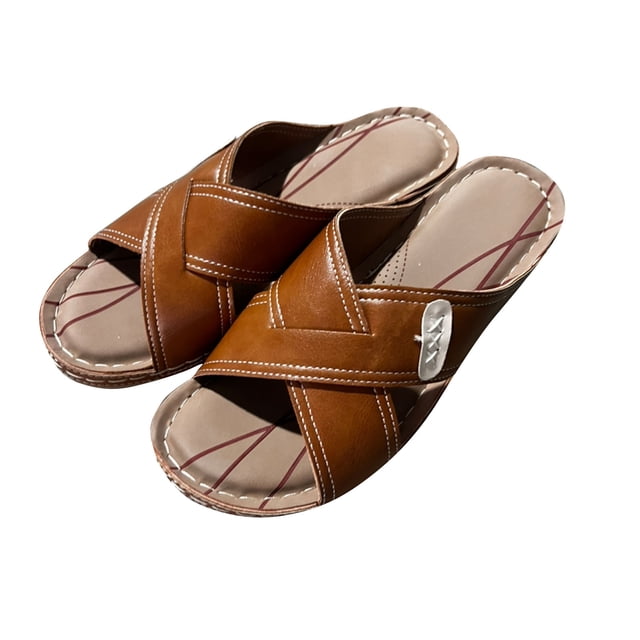 Pisexur Chaussures pour Femmes Sandales à Talon Compensé Rétro Couture Grossière Surdimensionnée à Double Bride