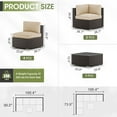 thumbnail image 3 of SOLAURA 7-Piece Outdoor Patio Furniture Set Black Wicker Rattan Sectional Sofa, Brown, 3 of 8