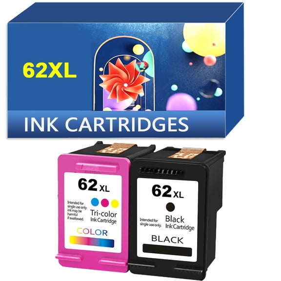 62 62XL Ink Cartridges Black and Color Compatible with HP OfficeJet 200 250 258 5740 5741 8040 ENVY 5540 5541 5542 5543 5640 5642 5660 7640 Printer,2-pack