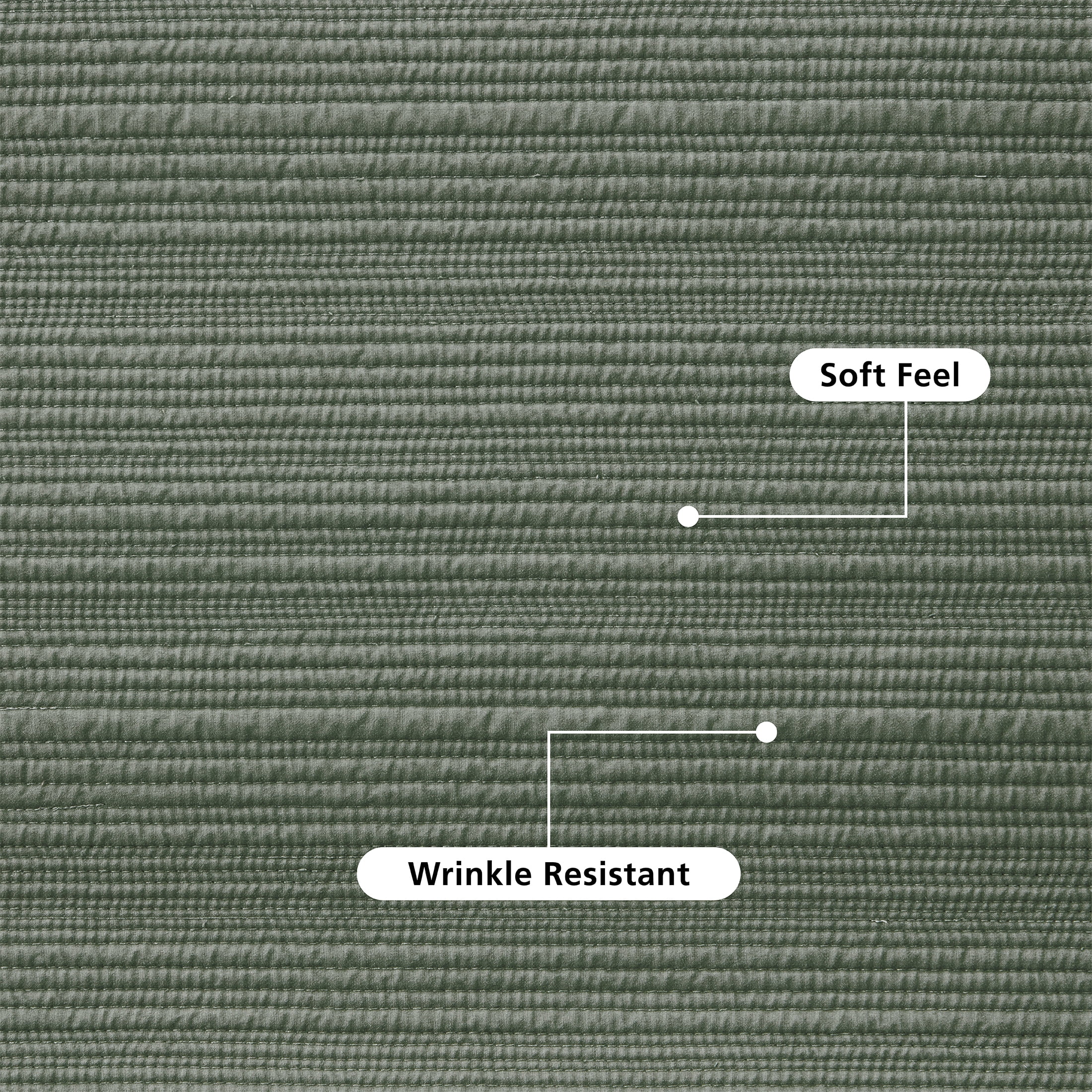 Mainstays Garment Washed Striped Pillow Sham, Standard, Light Green, 1 Pack