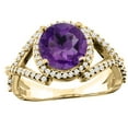 thumbnail image 1 of 14K Yellow Gold Natural Amethyst Ring Round 8mm Diamond Accent, size 10, 1 of 4