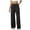 Black, variant on Women's Waffle Knit Wide Leg Pants, Pull-On Lounge Trousers with Elastic Waist and Side Pockets