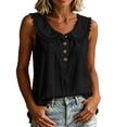 thumbnail image 4 of Women's Front Placket Top Baeitkot Women's Solid Color Casual Lace Up Front Placket Top Black XXL, 4 of 8