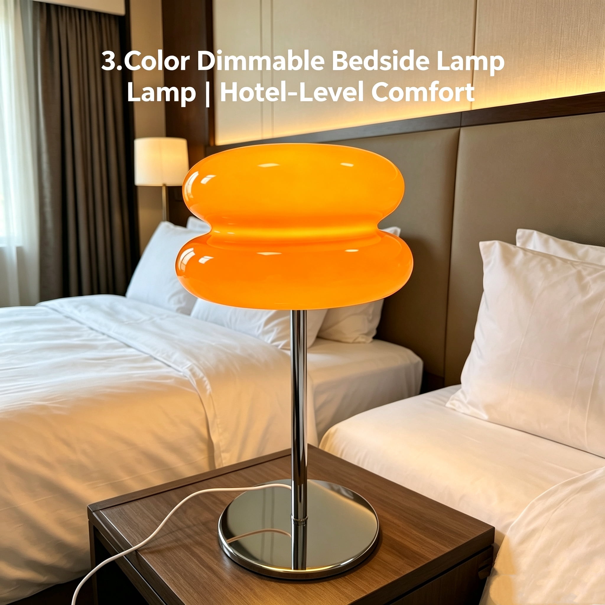Mushroom Lamp for Bedroom,Mid Century Modern Lamp for Nightstand, Dimmable Retro Egg Tart Bedside Small Lamps,Unique Home Mushroom Decor Aesthetic Cute Table Lamps for Living Room (Orange)