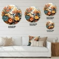 thumbnail image 4 of Designart "Floral Wreath in Beige and Orange III" Floral Oversized Wall Clock, 4 of 5