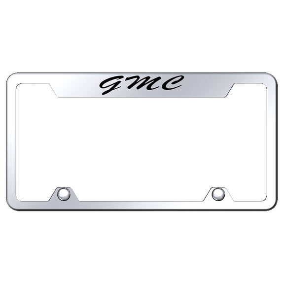 GMC Script Satinless Steel Truck Cut-Out License Plate Frame (Chrome)