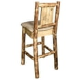 thumbnail image 3 of Glacier Country Collection Barstool w/ Back - Buckskin Upholstery, w/ Laser Engraved Wolf Design, 3 of 11