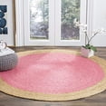 thumbnail image 2 of Safavieh Natural Fiber Round Collection NF801P Handmade Boho Braided Jute Area Rug, 5' x 5' Round, Pink, 2 of 4