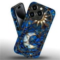 thumbnail image 3 of FKBRCL4U Compatible with iPhone 16 Pro Matte Case, Blue Stained Glass Golden Sun Moon Pattern for Girl Full Body Design Soft Silicone Drop Shock Scratch Protection for iPhone 16 Pro, 3 of 7
