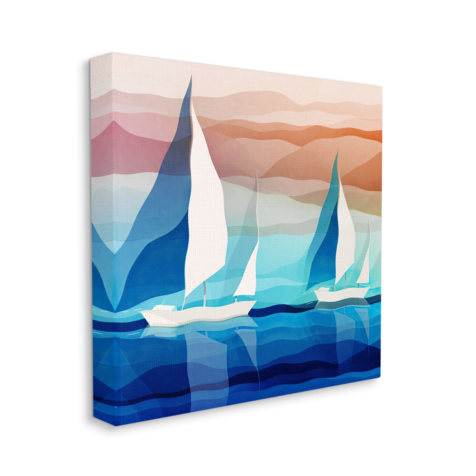 Stupell Industries Contemporary Boats Seascape Transportation Painting Gallery Wrapped Canvas Art Print Wall Art, 24 x 24