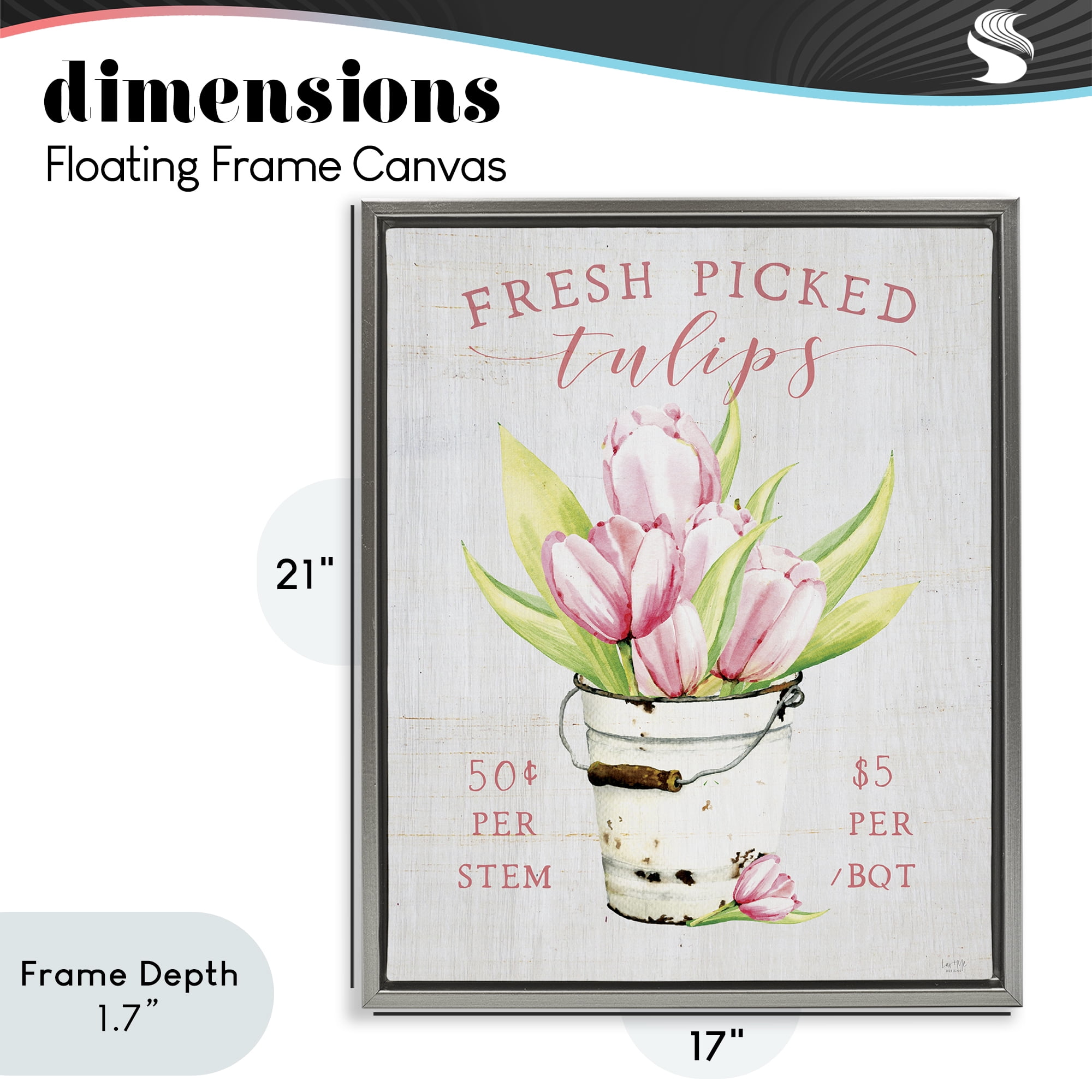 Stupell Industries Antique Fresh Picked Tulips Gray Framed Floater Canvas Wall Art, design by Lux + Me Designs
