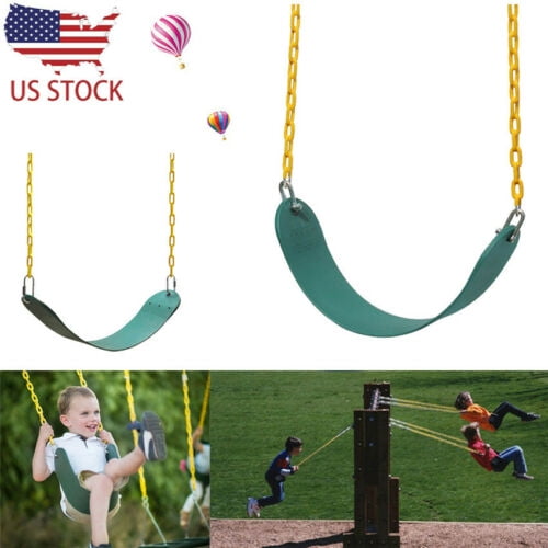 Outdoor Playground Swing Set Accessories with 66 Plastic Coated Swing Chain and Carabiners Easy Install Swing Seats Set 2 Pack Heavy Duty Swing Seats