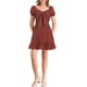 thumbnail image 1 of INSPIRE CHIC Women's Ruffle Hem Sweetheart Neck Heart Tie Front Mini Dress L Red, 1 of 7