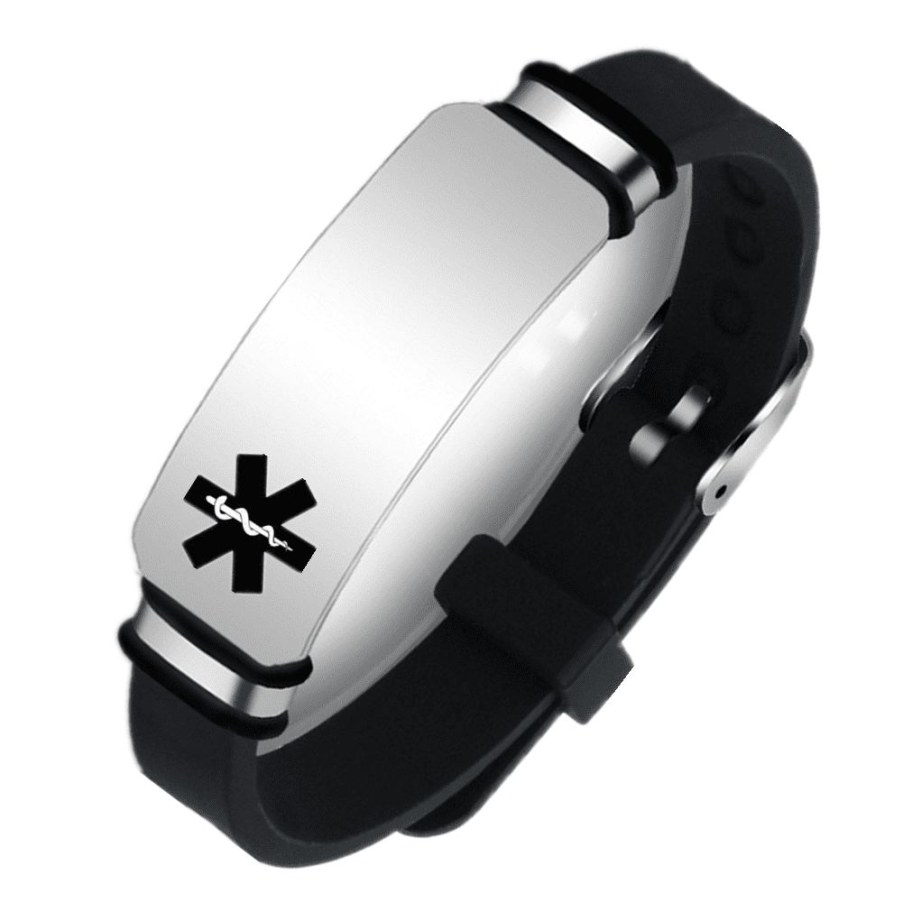 Adjustable Medical Alert ID Silicone Bracelet, Personalized ICE Allergy Awareness Identification Wristband Customized Al