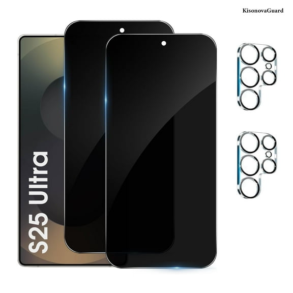 [2 2 Pack] KisonovaGuard Compatible with Samsung Galaxy S25 Ultra Privacy Screen Protector with Camera Lens Protector