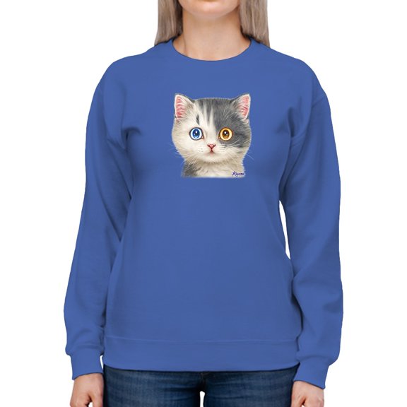 Two Cats With Two Eye Colors Sweatshirt Women -Kayomi Harai Designs, Female Medium