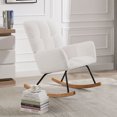 thumbnail image 2 of Hassch Accent Upholstered Rocking Chair, Glider Chair with High Backrest and Wood Base, Nursery Rocking Chair for Living Room, Bedroom (Beige), 2 of 9