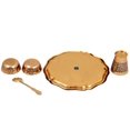 thumbnail image 4 of Indian Art Villa Brass Embossed 5-Piece Kanha Ji Puja Thali Set, 8.1-Inch Diameter, Spiritual Décor, 4 of 5