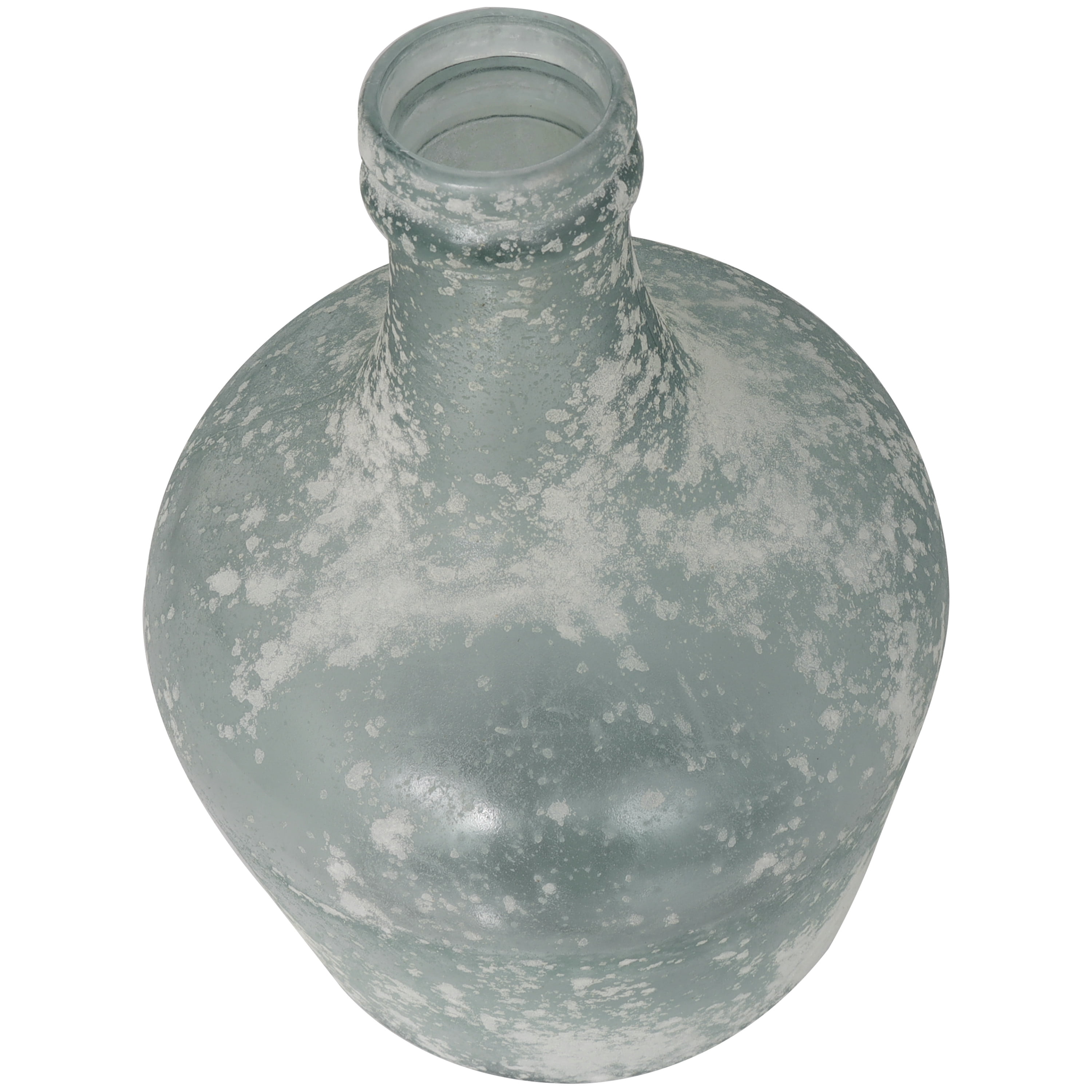 DecMode 17" Handmade Frosted Spanish Bottle Recycled Glass Vase