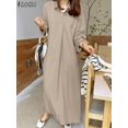 thumbnail image 1 of ZANZEA Female Long Sleeve Sundress Elegant Solid Color Fashion Long Vestidos Spring Office OL Shirt Dress Ankle Length Robe 2023S Gao Jinjia LED, 1 of 2