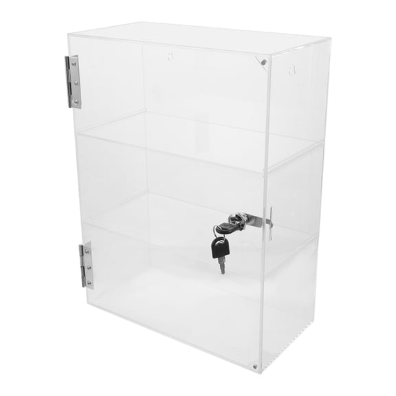 LOLIPPYY Wall Mounted Acrylic Display Cabinet Clear Locking Case for Collectibles and Cosmetics
