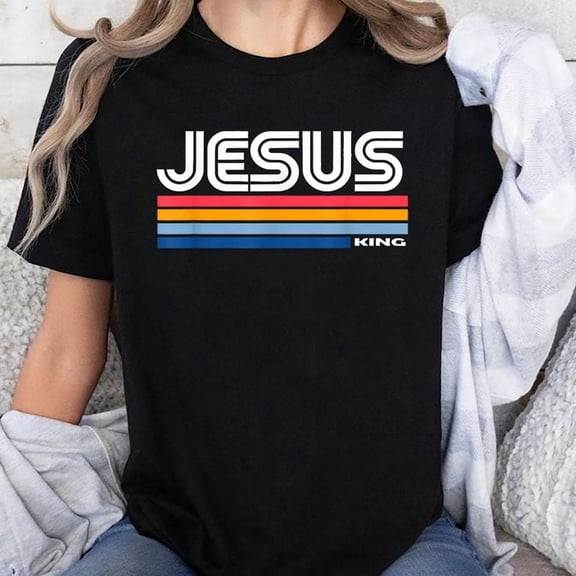 Jesus King Retro Vintage Design Unisex T-Shirt, Sizes S-5XL - Gategoo