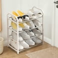 thumbnail image 5 of Four-Tier Plastic Shoe Rack, Stackable Closet Organizer, Ventilated Bedroom Storage Shelf for Entryway Use, 5 of 5